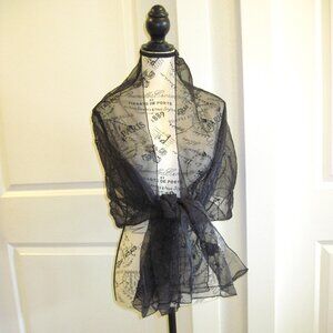 Black 70" x 20" Cejon Beaded Evening Wrap